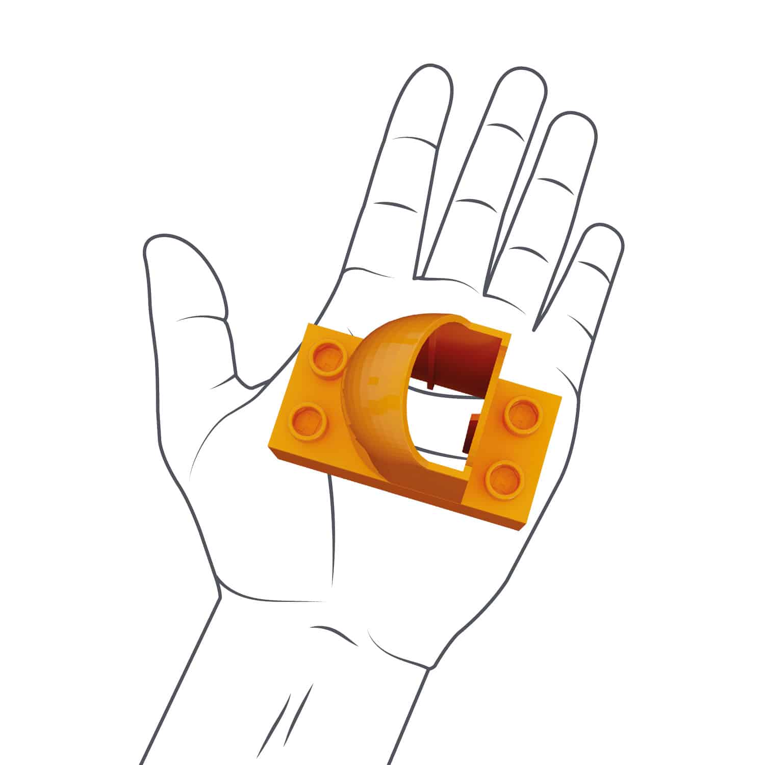 Hand mit Hubelino Kugelbahn Erweiterung