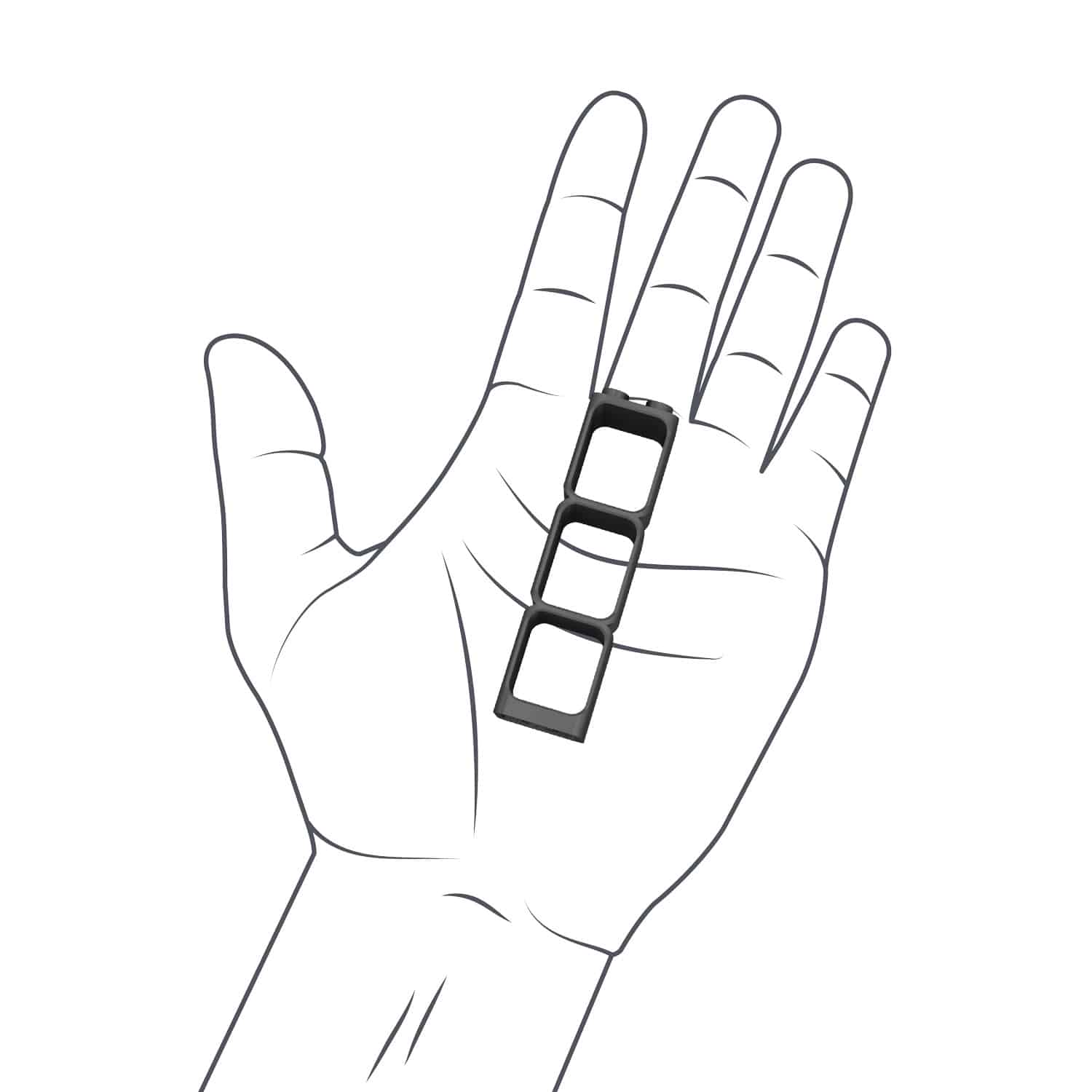 Hand mit Hubelino Pi Kugelbahn Klemmbaustein