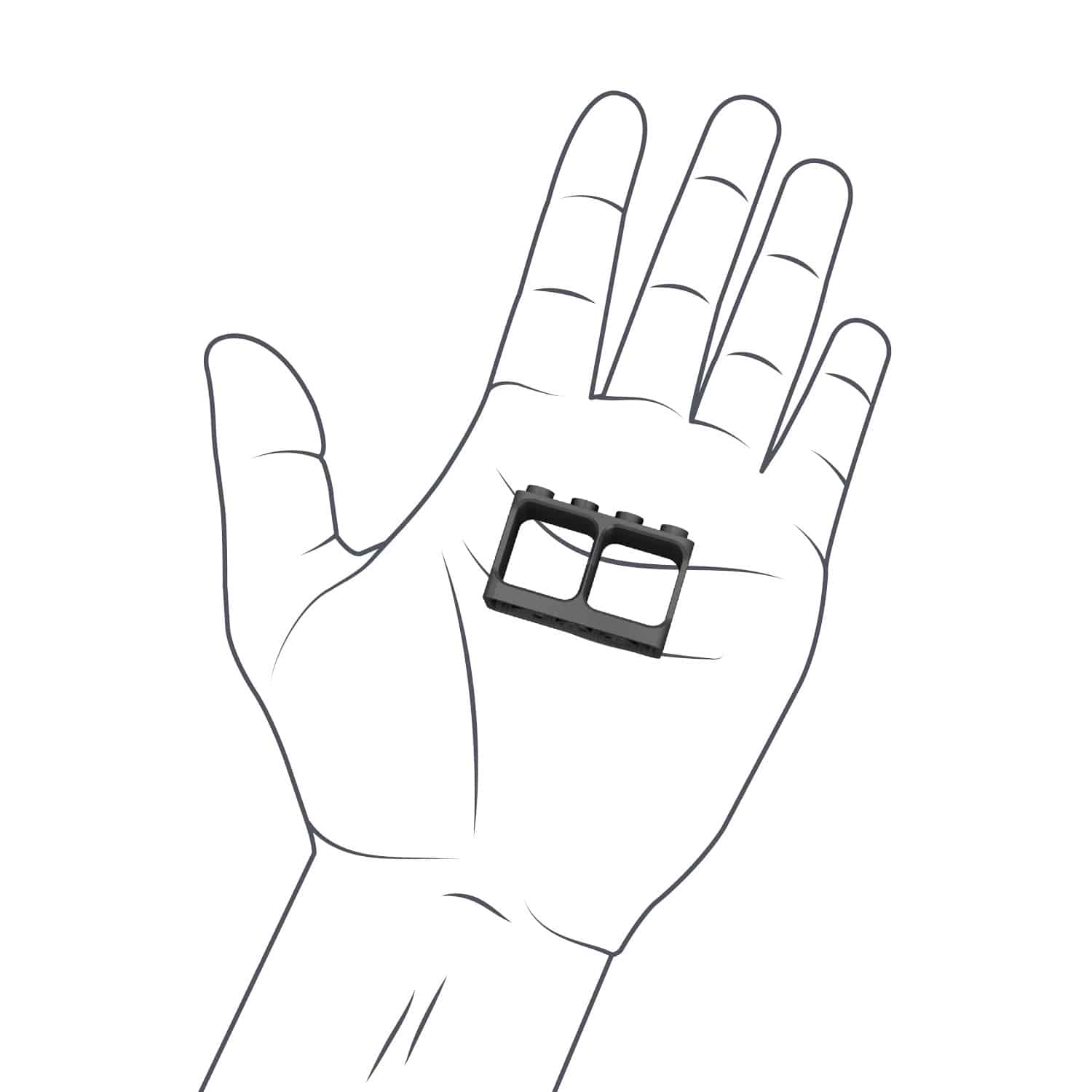 Hand mit Hubelino Pi Klemmbaustein