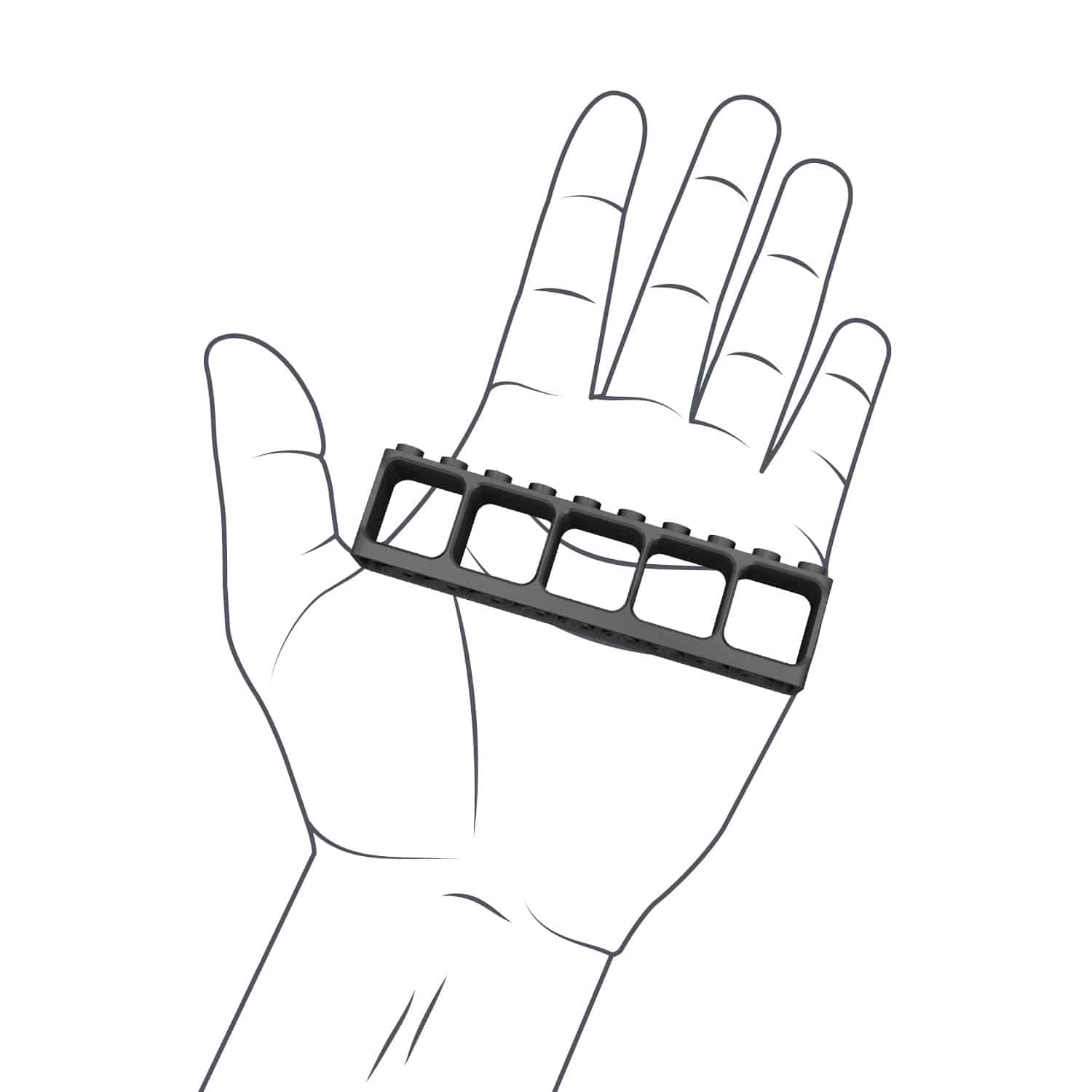 Hand mit Hubelino Pi Klemmbaustein 5er