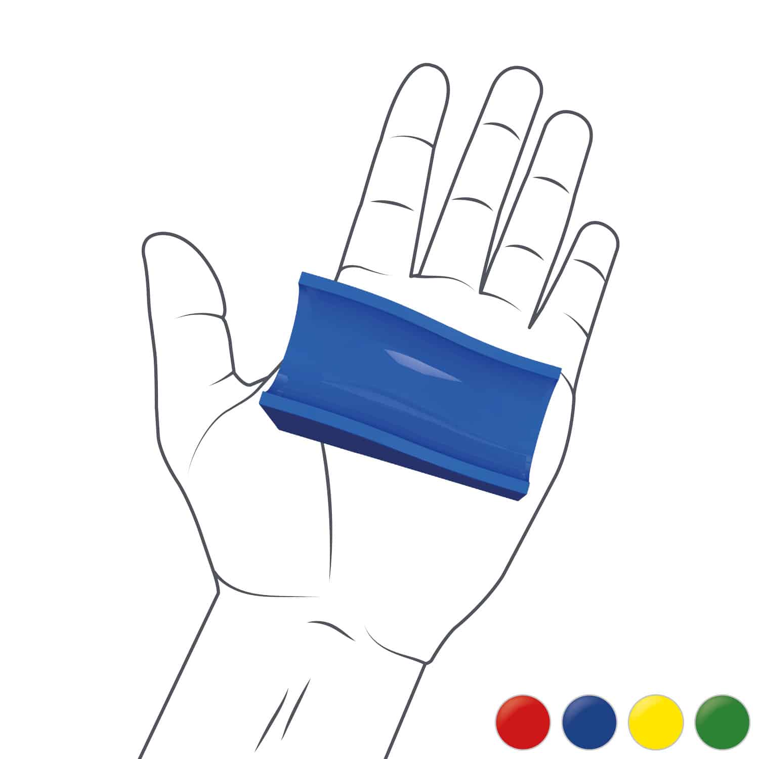 Hand mit Hubelino Kugelbahn Baustein blau
